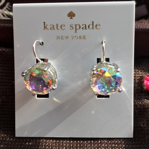 kate spade Jewelry - Kate Spade iridescent leverback earrings, silver